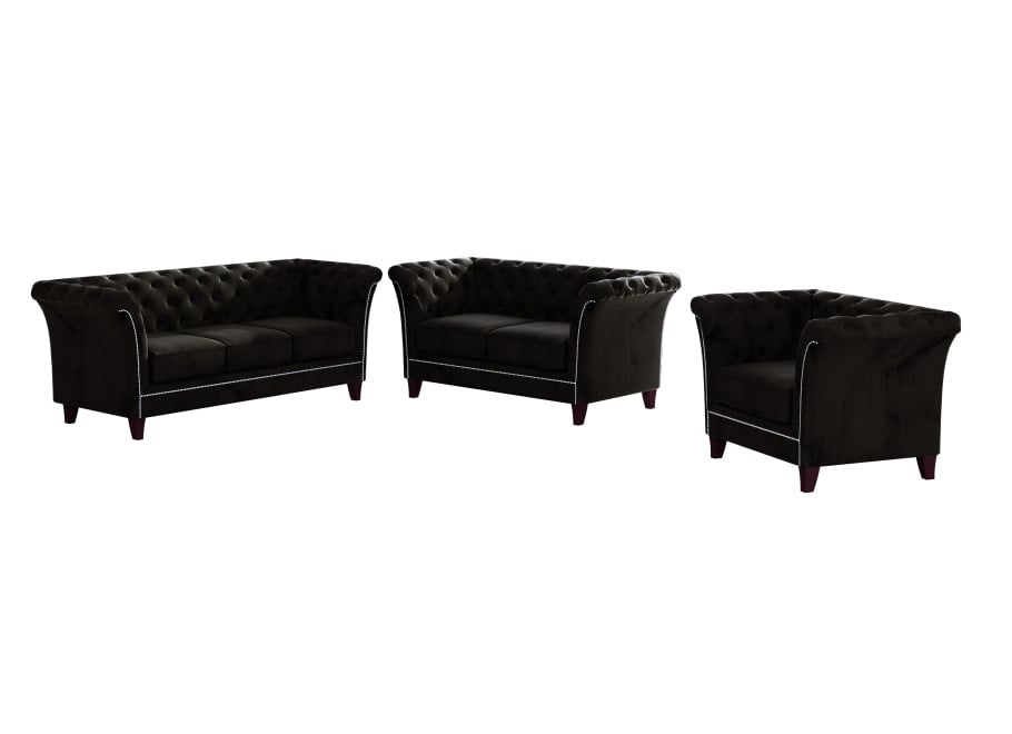 Zestaw mebli pikowanych glamour 3+2+1 HASSO - Riviera 100