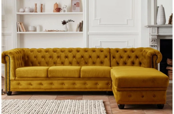 Narożnik pięcioosobowy pikowany Chesterfield FELIX 3+OT - eleganckie