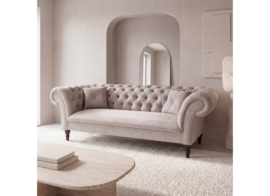 Sofa trzyosobowa pikowana Chesterfield PORTO - Cosmic 160