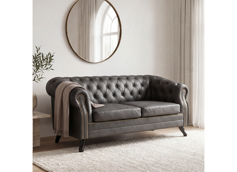 Sofa dwuosobowa pikowana Chesterfield GOWEL - Madagaskar 16