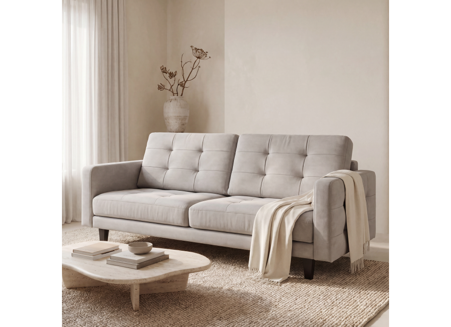 Sofa trzyosobowa klasyczna pikowana, na wysokich nóżkach Marino