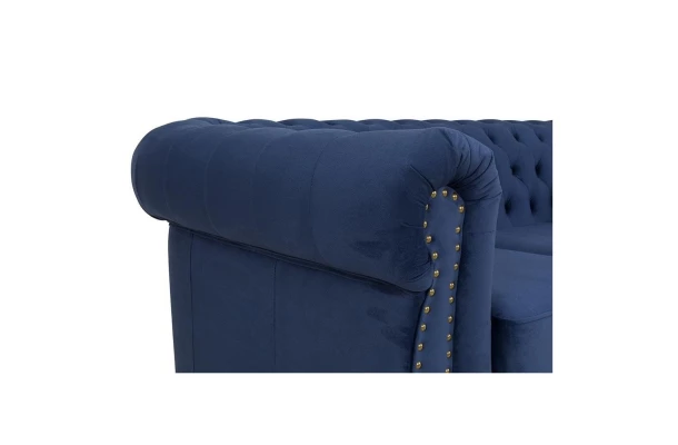 Sofa dwuosobowa z funkcją spania pikowana glamour Chesterfield VINCENT - design i funkcjonalnosc w parze