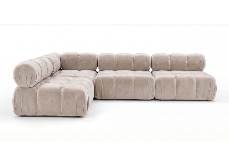 Narożnik modułowy Novanti 2 w kremowej, welurowej tkaninie, French Velvet 674 - French Velvet 674