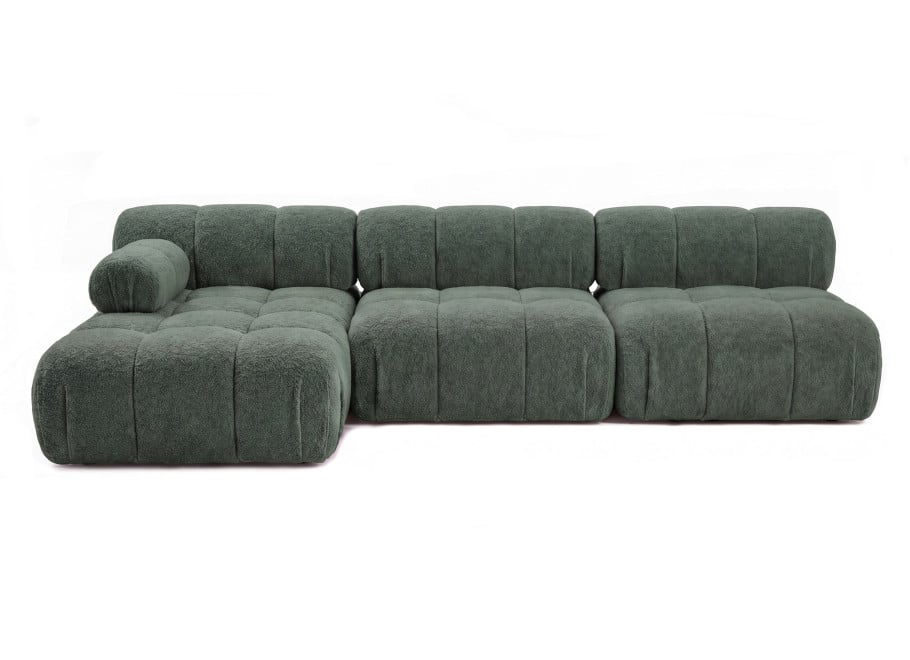 Narożnik modułowy Novanti 3 w ciemnozielonej tkaninie boucle, Abriamo 9 - Abriamo 9