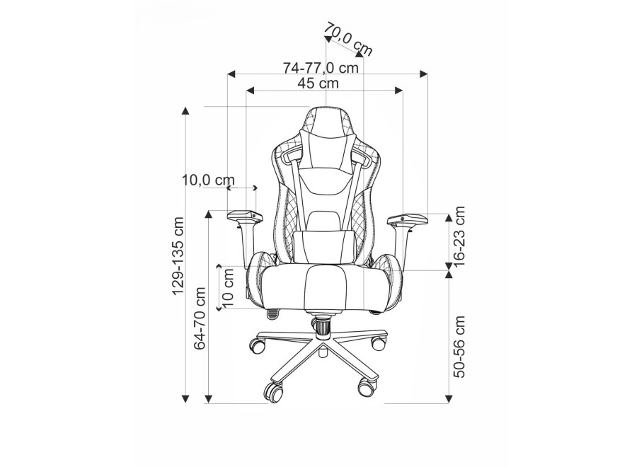 Czarny fotel gamingowy Axon — wymiar