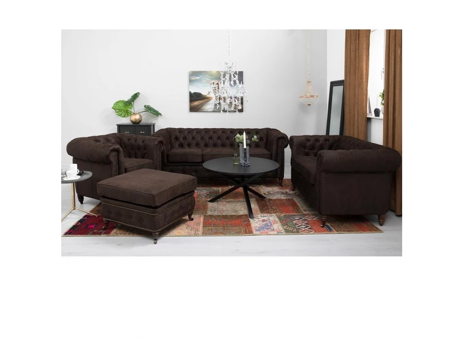 Sofa dwuosobowa z funkcją spania pikowana glamour Chesterfield VINCENT