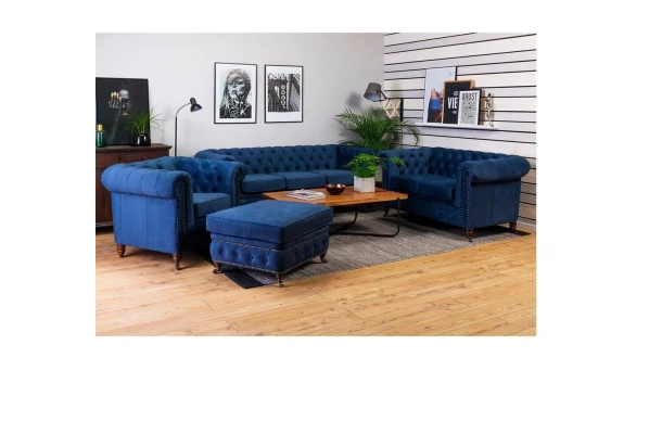 Sofa dwuosobowa z funkcją spania pikowana glamour Chesterfield VINCENT - design i funkcjonalnosc w parze