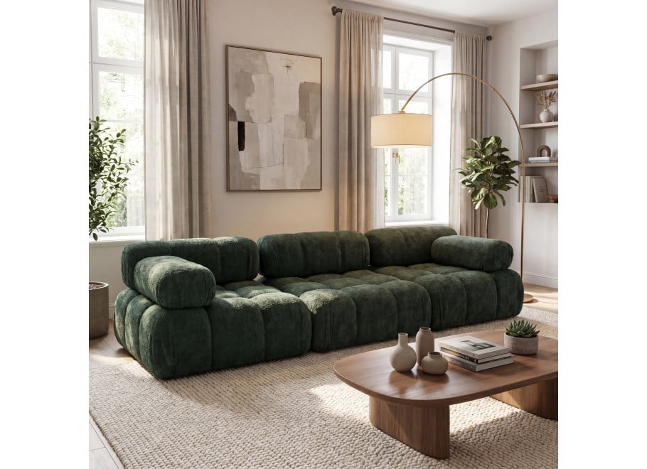 Sofa modułowa Manzoni 2 w ciemnozielonej tkaninie boucle, Catch me 12 - Catch me 12