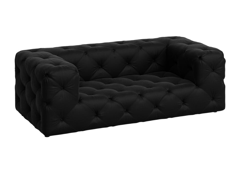 Sofa dwuosobowa czarna Chesterfield BENTLEY - Primo 8802