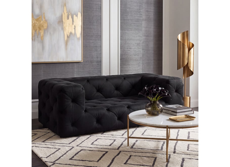 Sofa dwuosobowa czarna Chesterfield BENTLEY - Primo 8802