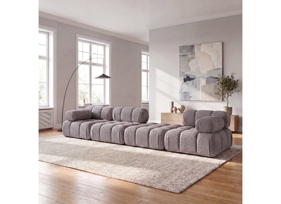 Sofa modułowa Manzoni 3 w sztruksowej popielatej tkaninie, Lincoln 86D - Lincoln 86D