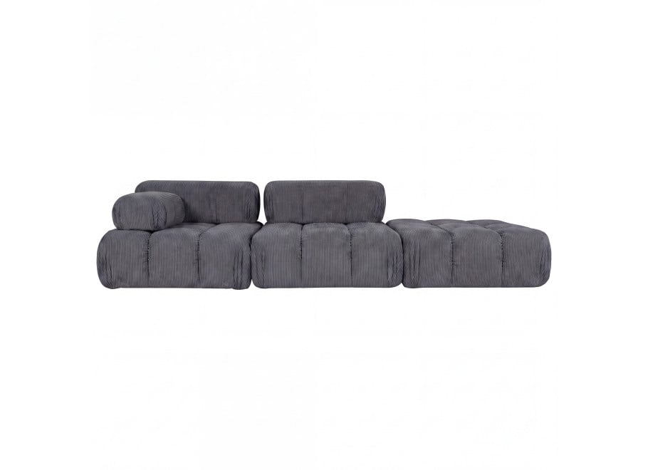 Sofa modułowa Manzoni 4 w sztruksowej antracytowej tkaninie, Lincoln 90D - Lincoln 90