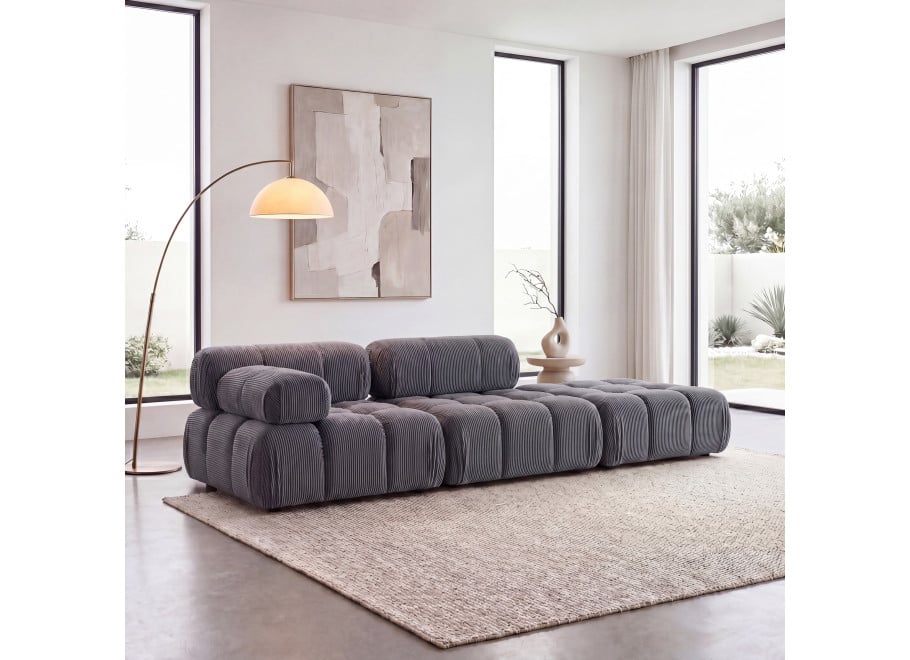 Sofa modułowa Manzoni 4 w sztruksowej antracytowej tkaninie, Lincoln 90D - Lincoln 90
