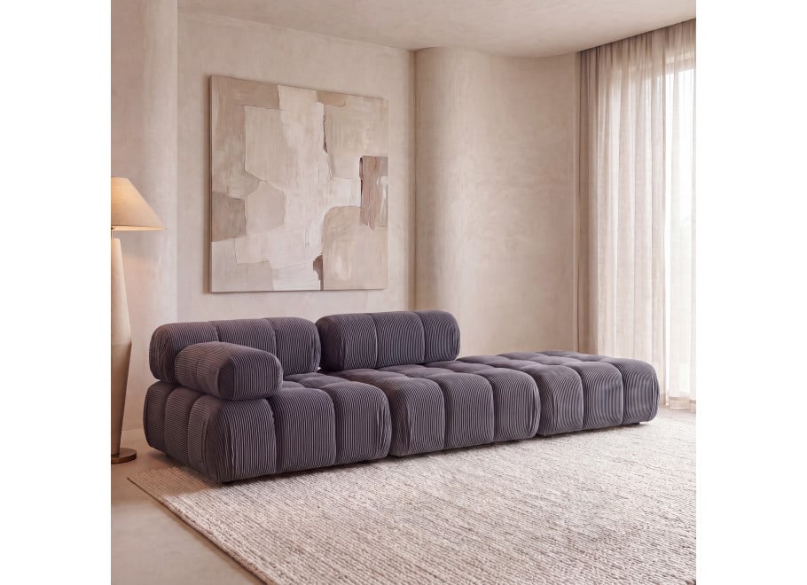 Sofa modułowa Manzoni 4 w sztruksowej antracytowej tkaninie, Lincoln 90D - Lincoln 90