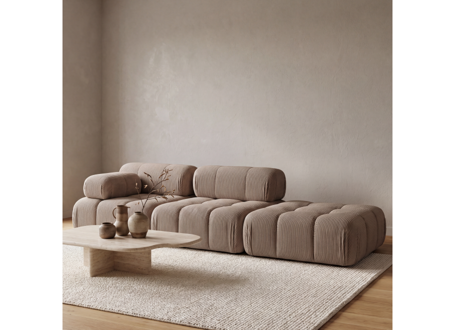 Sofa modułowa Manzoni 4 w sztruksowej ciemno beżowej tkaninie, Lincoln 17D - Lincoln 17D