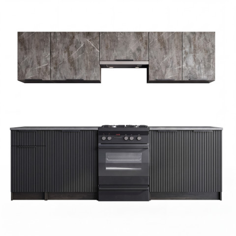 kolory: front – popielaty marmur / czarny, korpus – carbon wood, blat: popiel