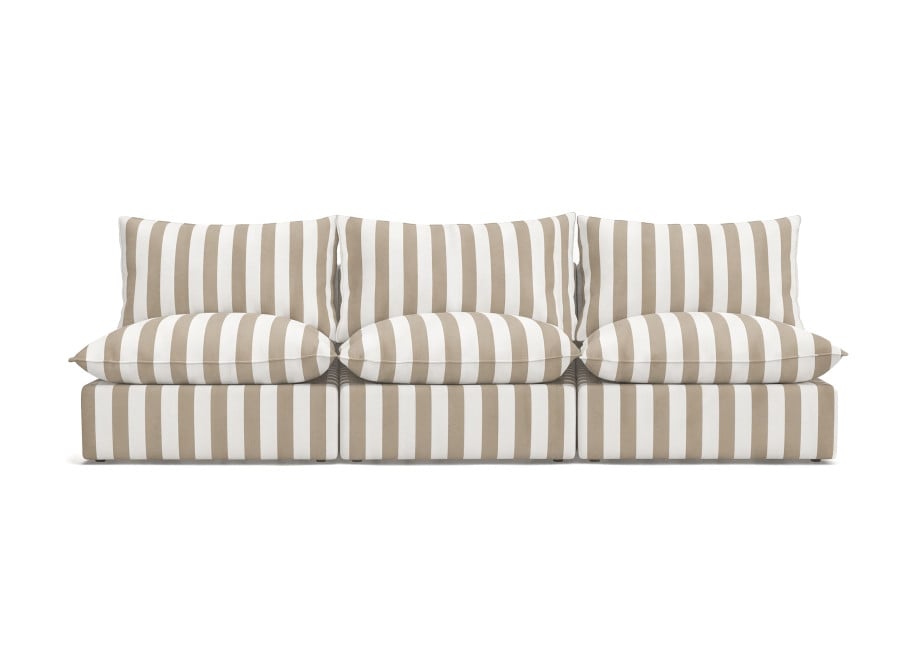 Beżowa sofa modułowa ogrodowa Marvella 1 wodoodporna tkanina outdoor 3
