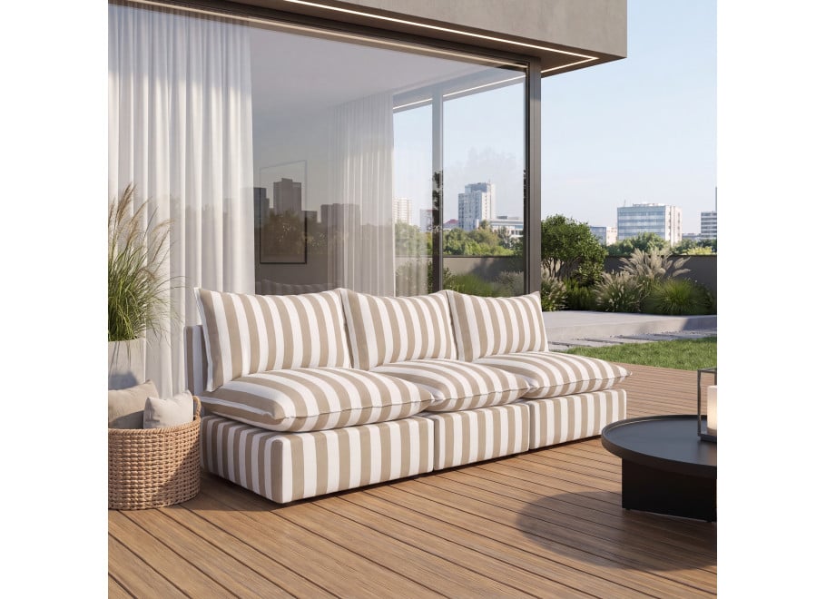 Beżowa sofa modułowa ogrodowa Marvella 1 wodoodporna tkanina outdoor