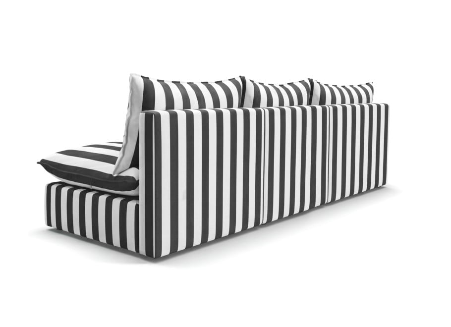 Sofa ogrodowa modułowa Marvella 1 w czarne pasy tkanina outdoor 5