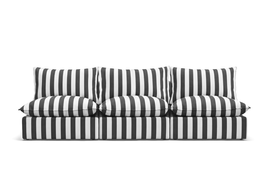 Sofa ogrodowa modułowa Marvella 1 w czarne pasy tkanina outdoor 3