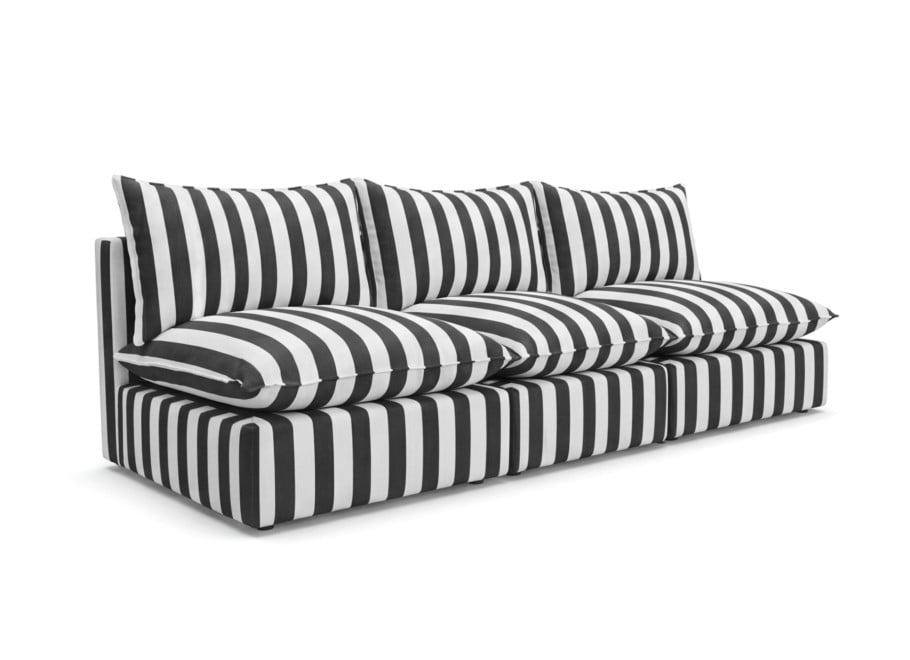 Sofa ogrodowa modułowa Marvella 1 w czarne pasy tkanina outdoor 2