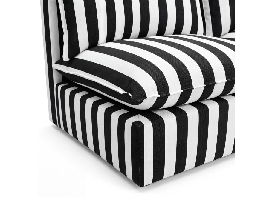 Sofa ogrodowa modułowa Marvella 1 w czarne pasy tkanina outdoor 4