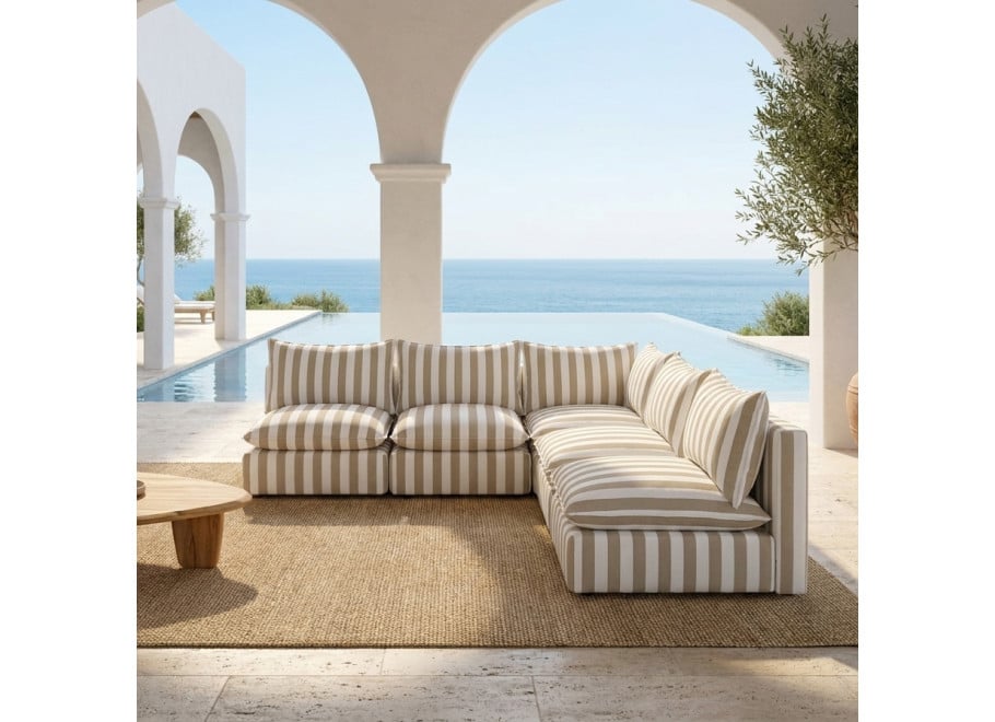 Sofa ogrodowa modułowa Marvella 2 Beżowy narożnik tarasowy outdoor