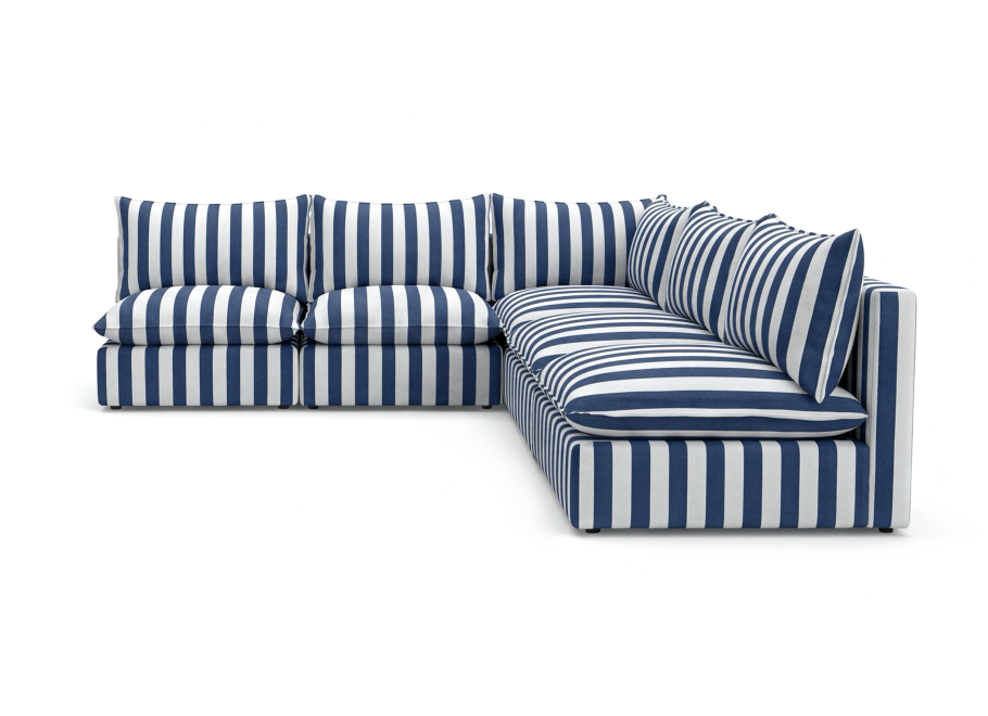 Modułowy narożnik ogrodowy Marvella 2 Niebieska sofa z wodoodpornej tkaniny outdoor 3