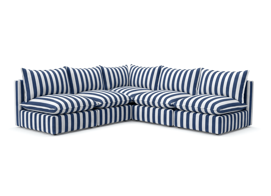 Modułowy narożnik ogrodowy Marvella 2 Niebieska sofa z wodoodpornej tkaniny outdoor 2