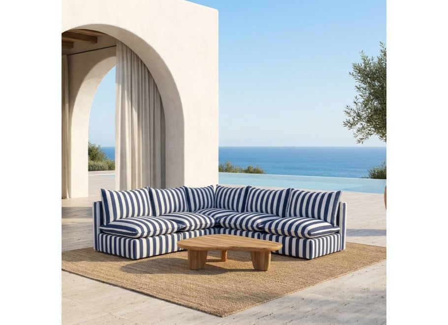 Modułowy narożnik ogrodowy Marvella 2 Niebieska sofa z wodoodpornej tkaniny outdoor 6