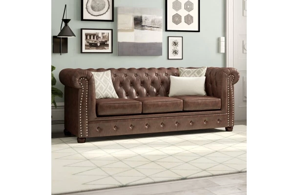 Sofa trzyosobowa pikowana Chesterfield VINCENT - sofy