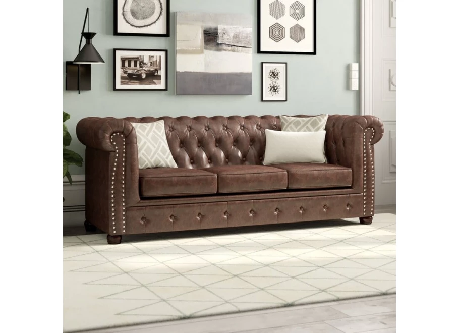 Sofa trzyosobowa pikowana Chesterfield VINCENT