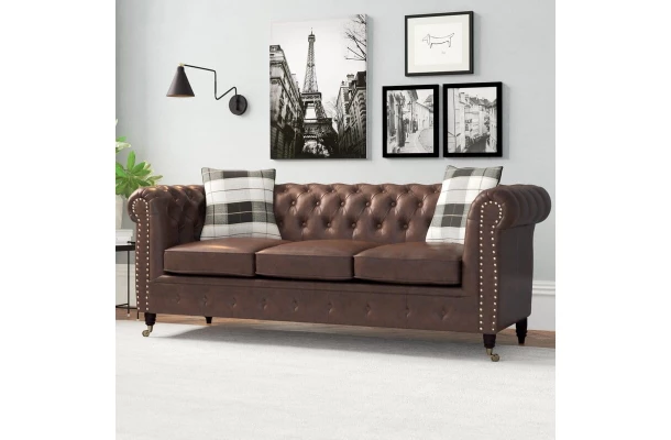 Sofa trzyosobowa pikowana Chesterfield VINCENT - design i funkcjonalnosc w parze