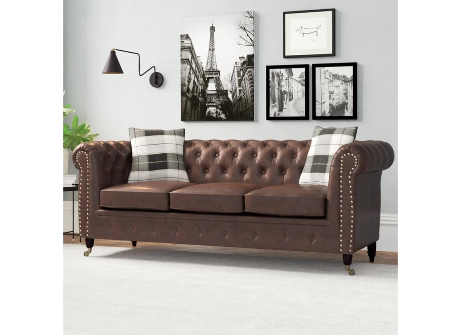 Sofa trzyosobowa pikowana Chesterfield VINCENT