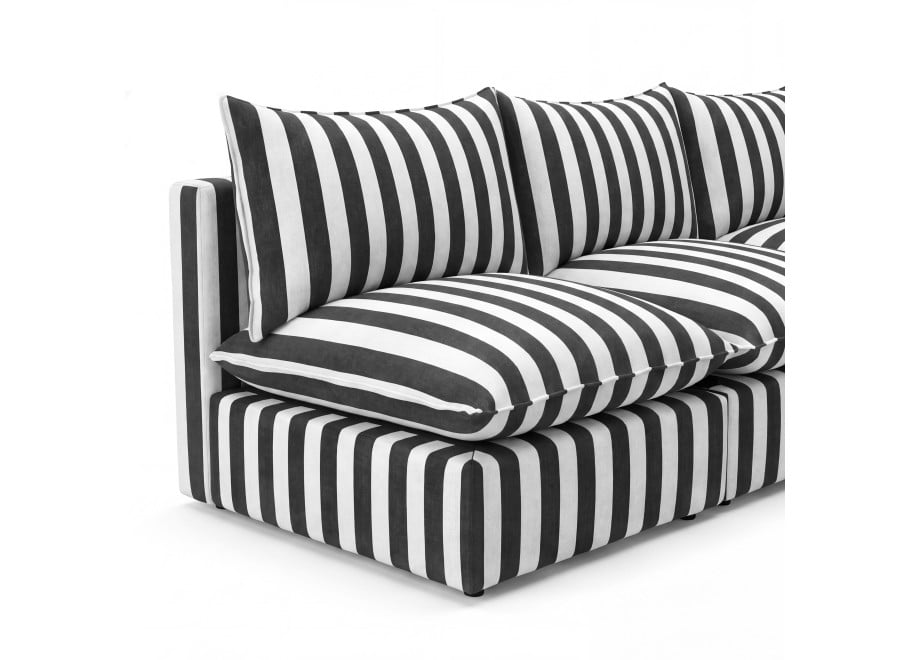 Narożnik ogrodowy Marvella 2 modułowa sofa Outdoor w czarne paski 4