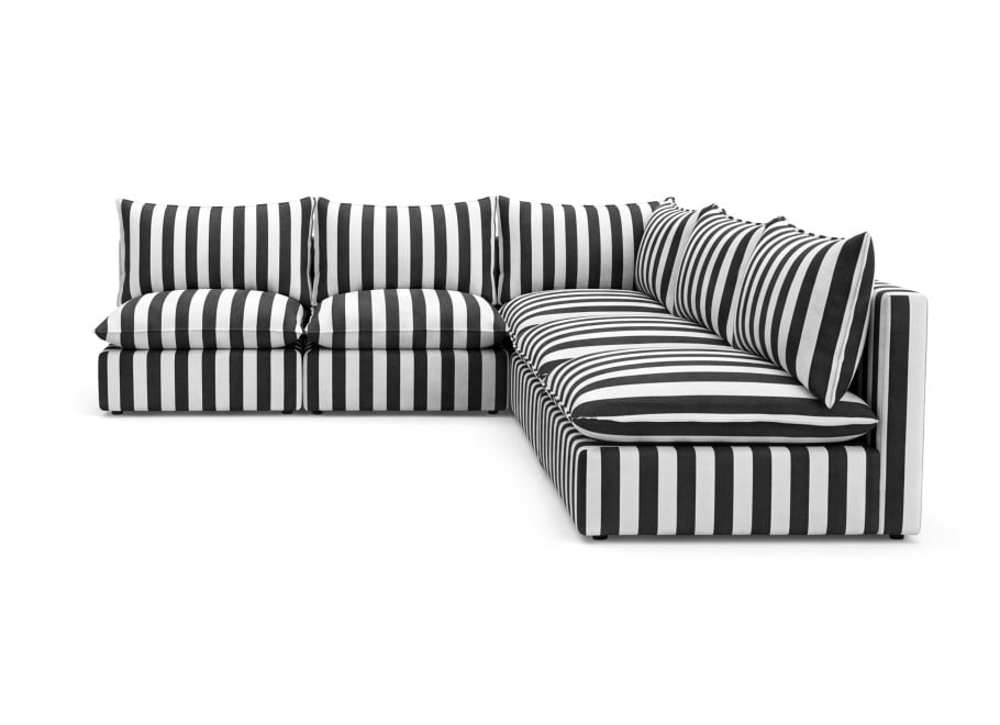 Narożnik ogrodowy Marvella 2 modułowa sofa Outdoor w czarne paski 3