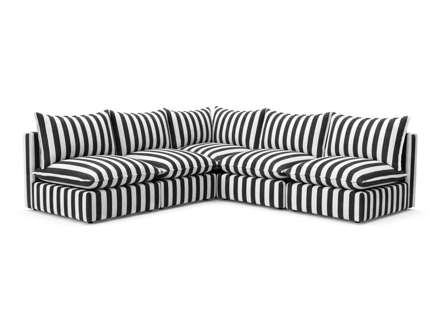 Narożnik ogrodowy Marvella 2 modułowa sofa Outdoor w czarne paski 2