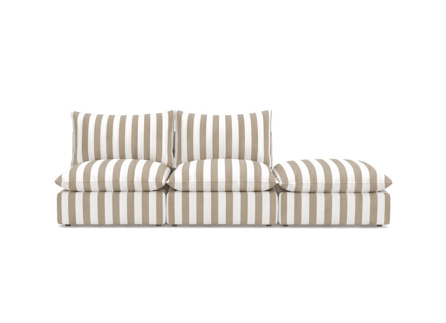 Jasna sofa tarasowa Marvella 3 - Nowoczesna sofa modułowa outdoor w pasy 3