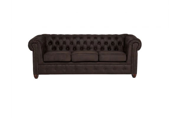 Sofa trzyosobowa pikowana Chesterfield VINCENT - nowoczesne