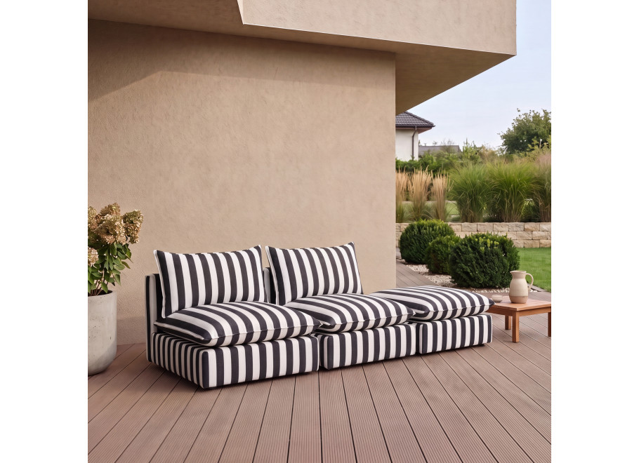 Czarna sofa ogrodowa Marvella 3 - modułowa sofa z wodoodpornej tkaniny outdoor