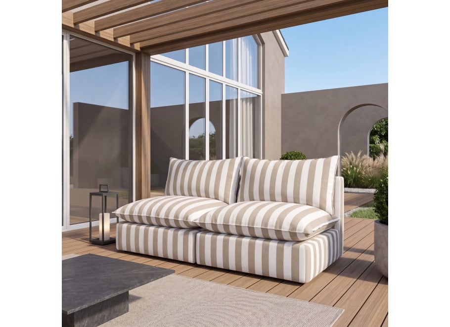 Modułowa sofa tarasowa Marvella 4 beżowa 2-osobowa z tkaniny outdoor