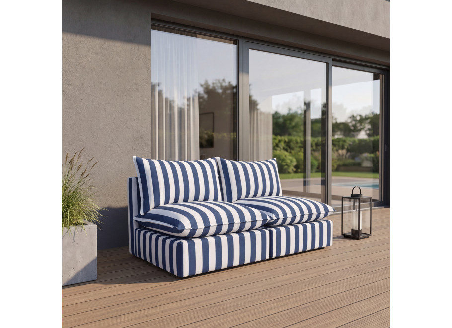 Mała sofa ogrodowa Marvella 4 - modułowa niebieska z tkaniny outdoor