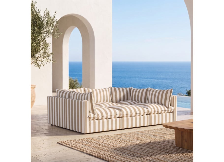 Modułowa sofa ogrodowa Marvella 5 beżowa z wodoodpornej tkaniny outdoor