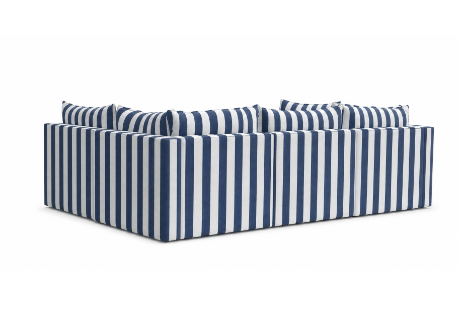 Duża sofa ogrodowa w paski Marvella 5 - niebieska modułowa outdoor 3