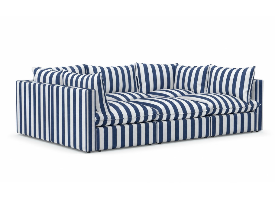 Duża sofa ogrodowa w paski Marvella 5 - niebieska modułowa outdoor 2
