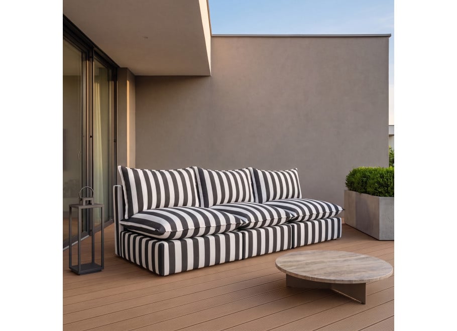 Sofa ogrodowa modułowa Marvella 1 w czarne pasy tkanina outdoor