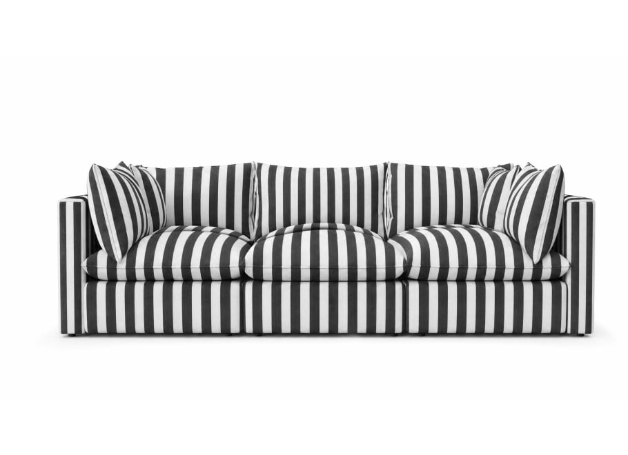 Sofa ogrodowa Marvella 5 w czarne pasy - duża sofa modułowa tkanina outdoor 3