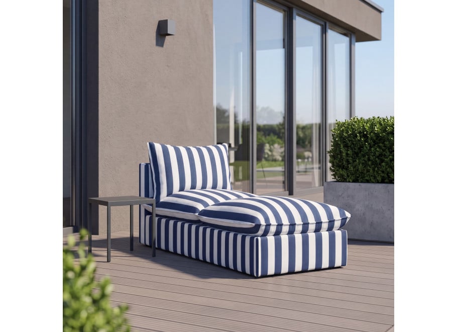 Niebieska leżanka ogrodowa w paski Marvella 6 Modułowa sofa outdoor