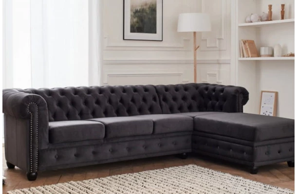 Narożnik pięcioosobowy pikowany Chesterfield FELIX 3+OT - design i funkcjonalnosc w parze