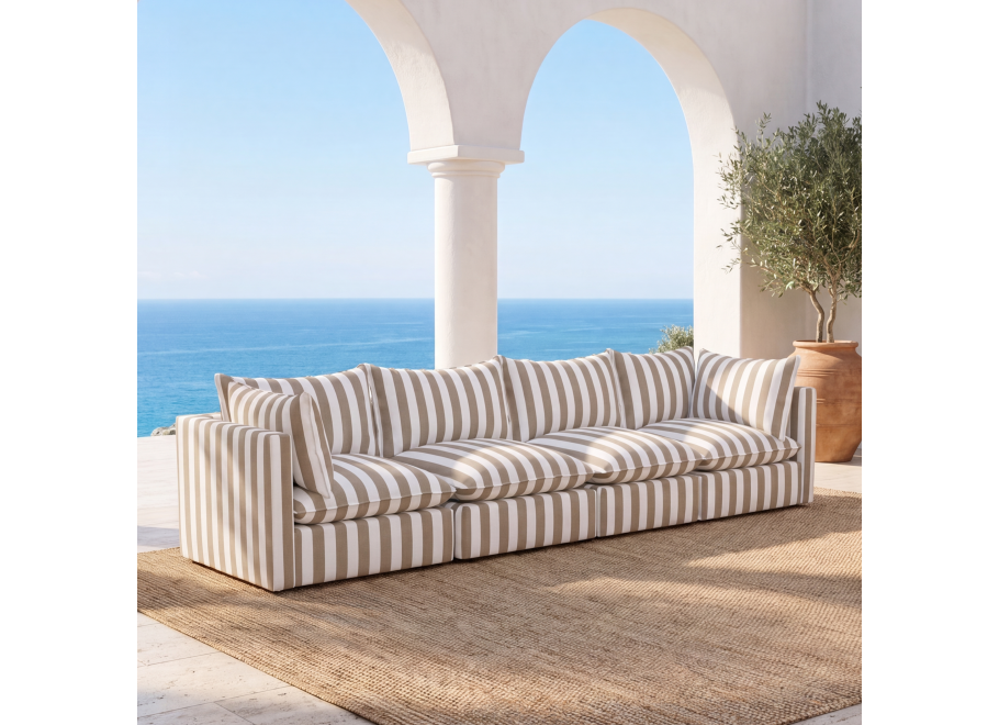 Modułowa sofa ogrodowa Marvella 7 beżowa z wodoodpornej tkaniny outdoor